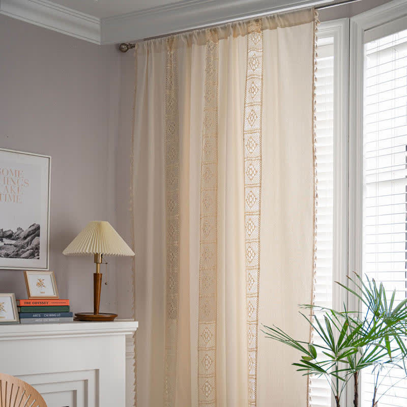 Beige Splicing Hohlraum Lichtfilter Vorhang Set | Brehn