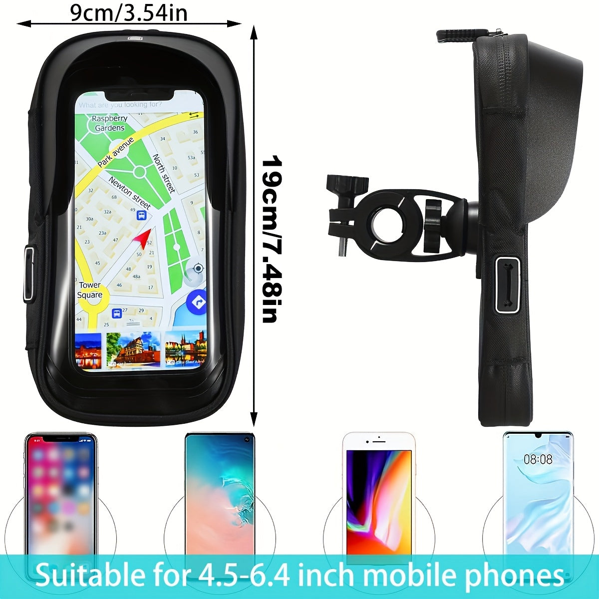 Wasserdichter Handyhalter für Fahrrad und Motorrad – 360° drehbar und geeignet für 4,5–6,4 Zoll | Brehn
