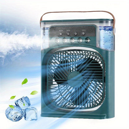 1pc Tragbare Klimaanlage, Tragbarer Luftkühler für den Haushalt, Hydrokühlventilator, Tragbare Luftanpassung für das Büro, 3-Geschwindigkeits-Luftkühlventilator-Luftbefeuchter, 5 Stück befeuchtete Sprühköpfe für Haushaltsgeräte | Brehn