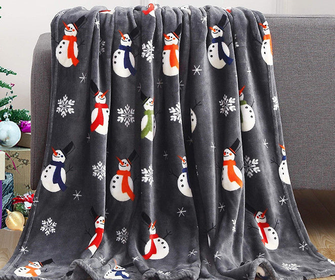 Brehn | Weihnachts-Elch Schneemann Santa Claus Druck Decke Winter Beidseitige Flanell Decke