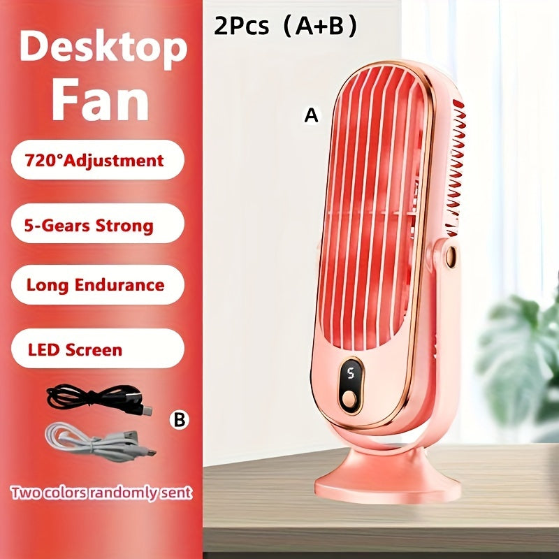 Tragbarer Klimaanlagenventilator - Große Batterie, Dualmotor, 5-Geschwindigkeits-Luftkühler mit 720° Rundum-Luftbläser - Ideal für Büro, Camping, Outdoor-Wohnmobil, USB-Ventilator - Großes Geschenk für Erntedankfest, Halloween, Weihnachten | Brehn