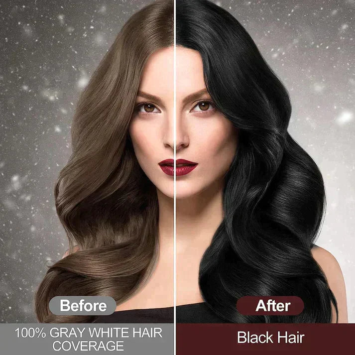 Brehn | Black Hair Dye Shampoo | 3-in-1 Ayurveda-Formel: Färben, Pflegen & Reinigen | Natürliche Grauhaarabdeckung in 5 Minuten | Ammoniakfrei & Schonend
