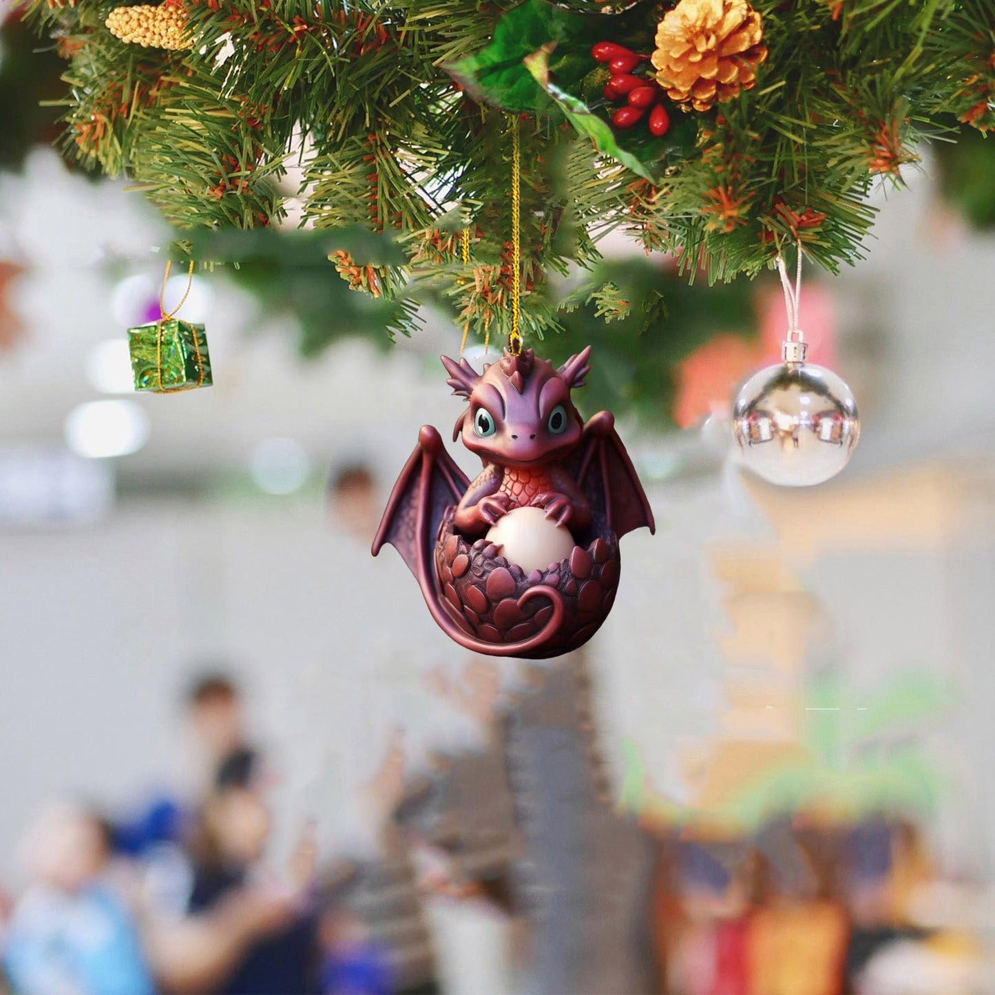 Brehn | Kreatives Drachen-Ei Schatz Acryl Auto Hängeornament Weihnachtsdekorationen