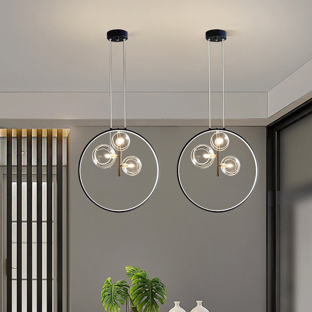 Brehn | Minimalistische Glasballen Pendelleuchte Schwarz