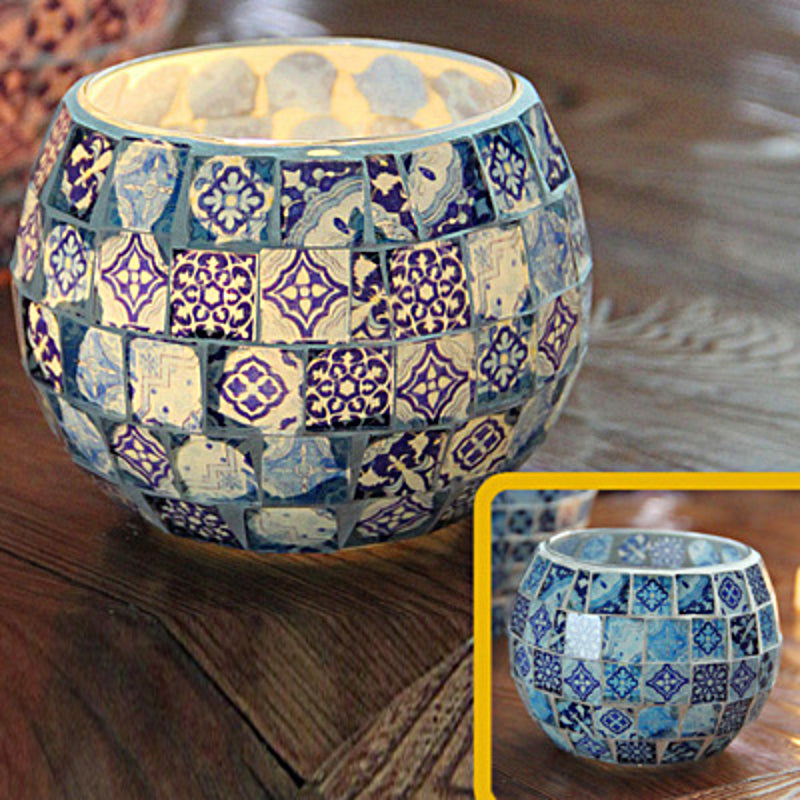 Europäischer Retro Glas Mosaik Teelichthalter