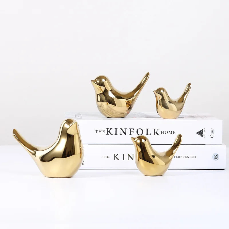 Nordische goldene Keramikvogel-Dekoration für moderne Wohnräume