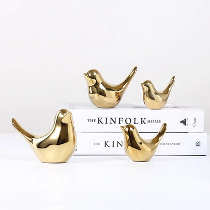 Nordische goldene Keramikvogel-Dekoration für moderne Wohnräume