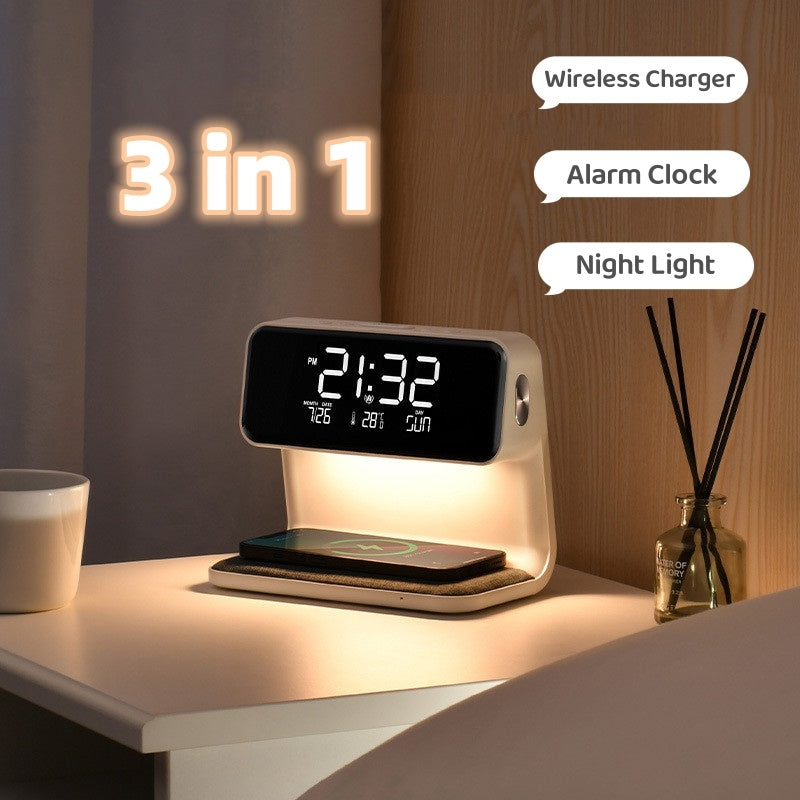 3-in-1 Nachttischlampe Ladegerät Uhr | Brehn