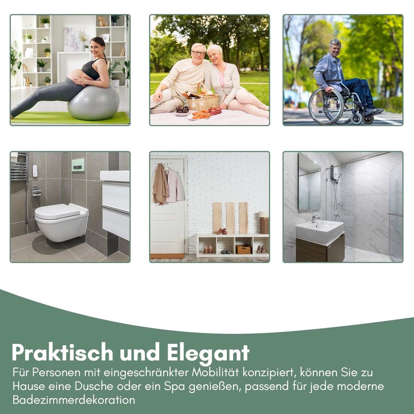 Duschklappsitz Klappbar mit Armlehnen Wandmontage | Brehn