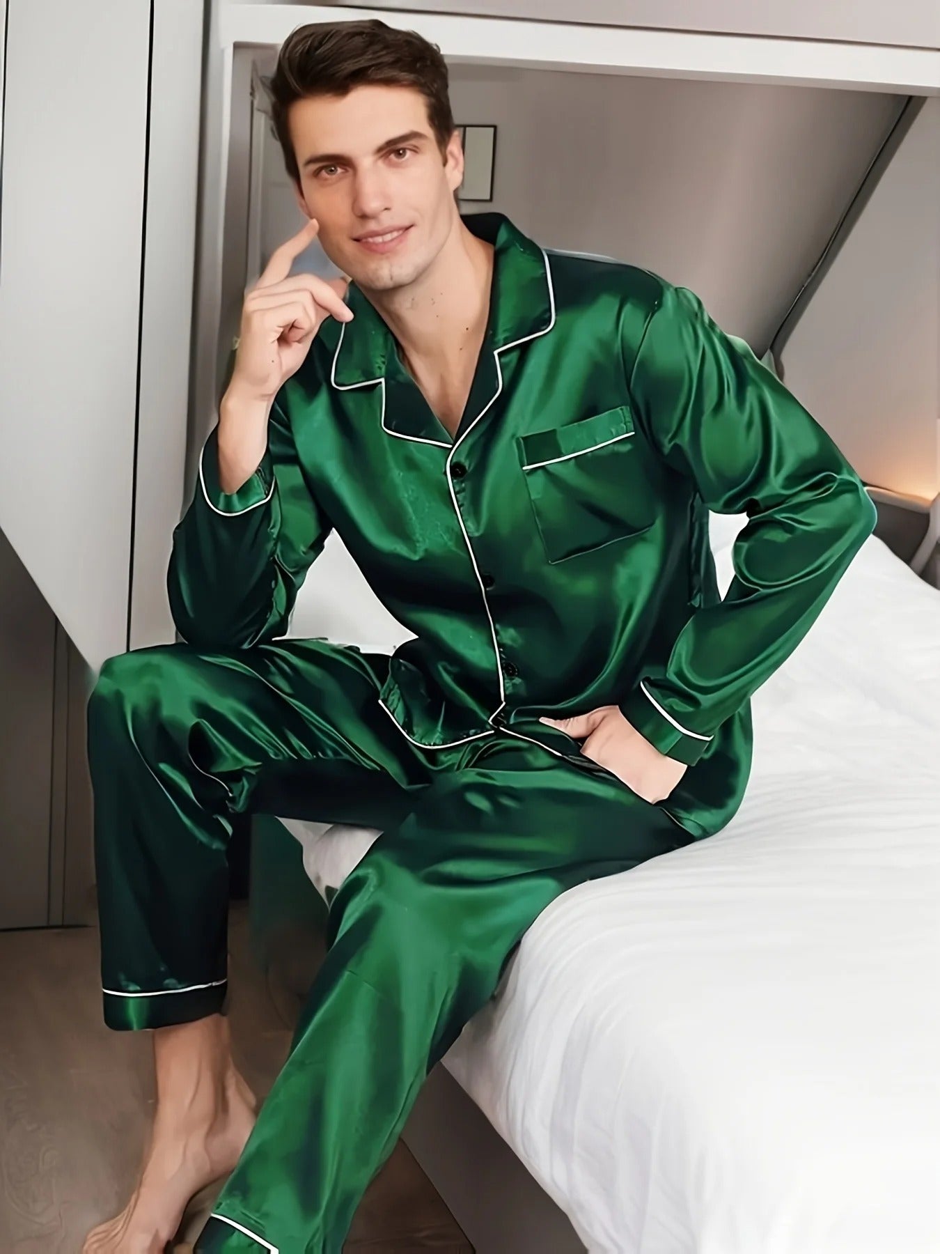 Brehn | Luxus Herren Pyjama | Elegante Nachtwäsche | Bequem & Atmungsaktiv | Für erholsamen Schlaf