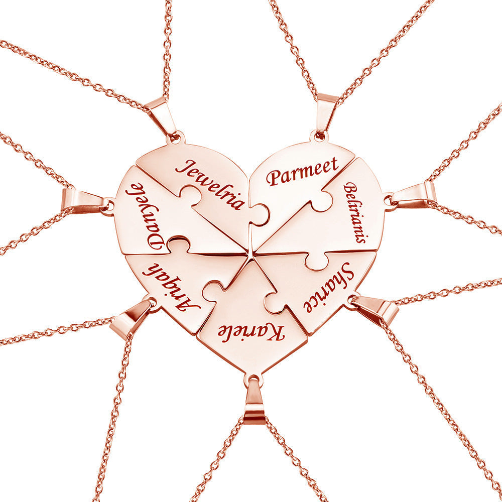 Brehn | Personalisierte Familienherz-Puzzle-Halskette