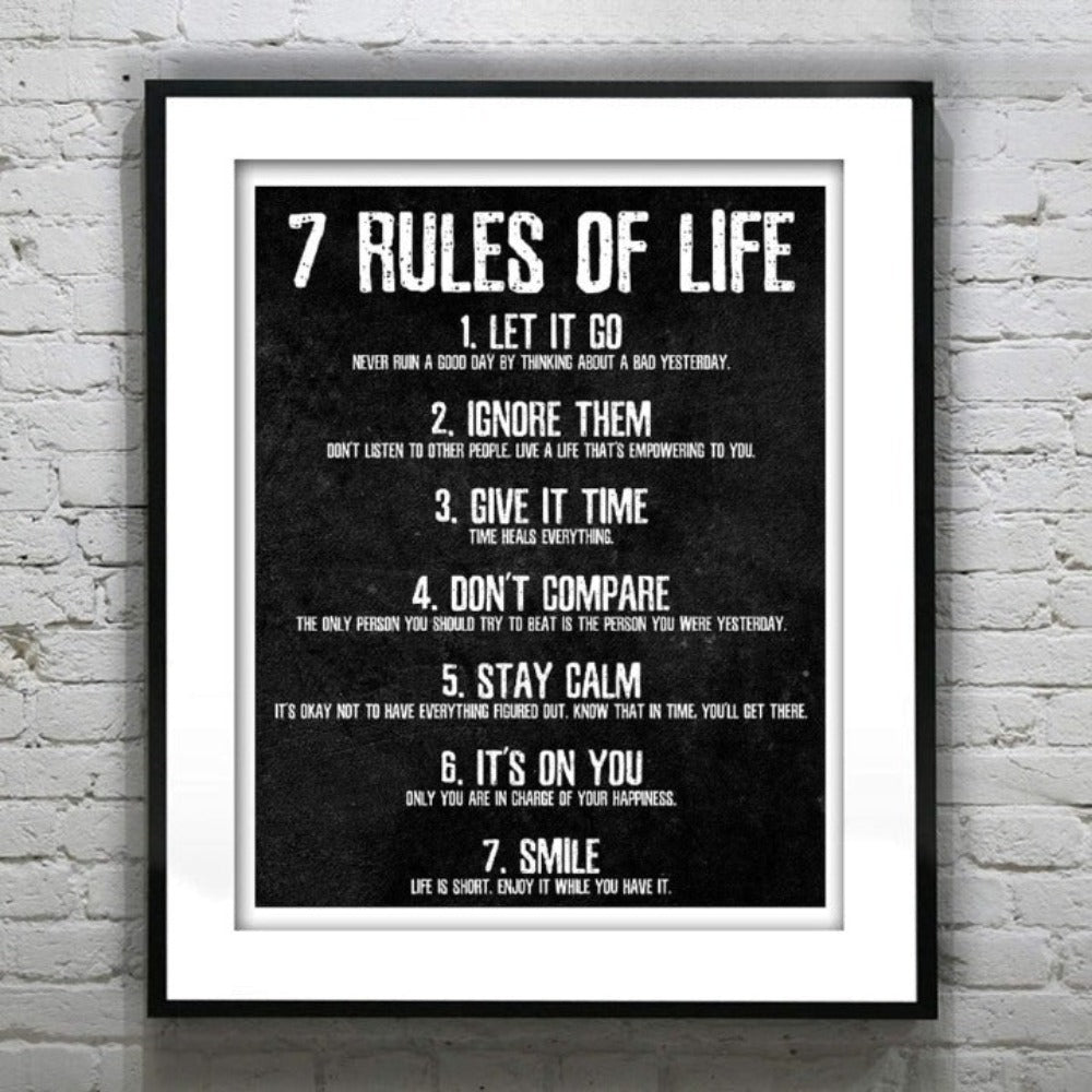 7 Regeln des Lebens Motivationsposter