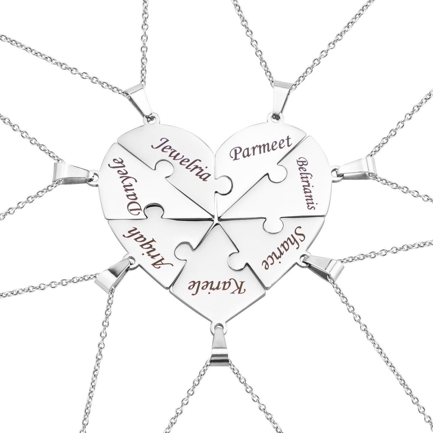 Brehn | Personalisierte Familienherz-Puzzle-Halskette
