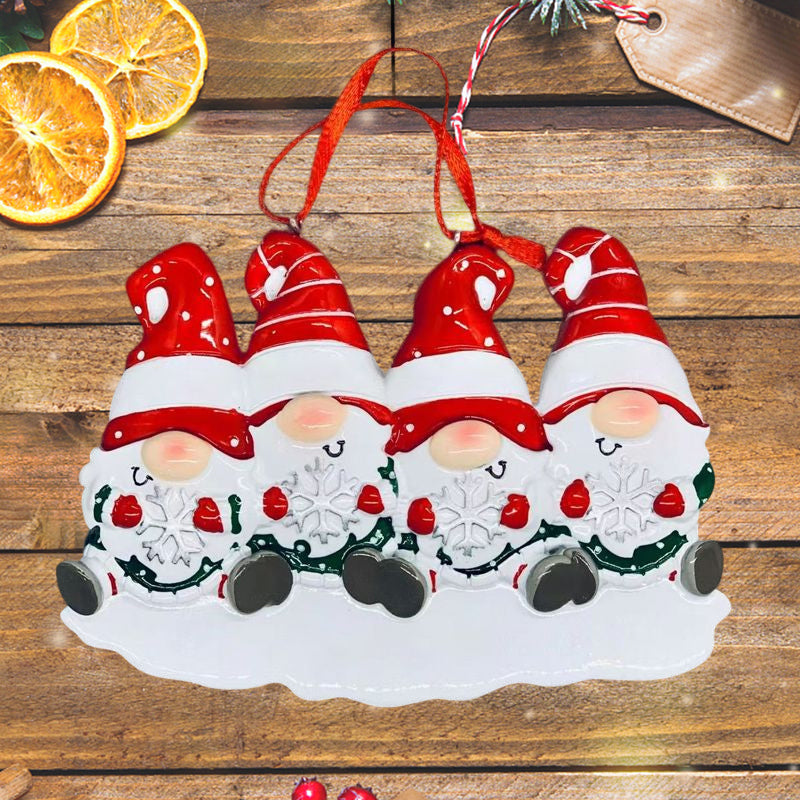 Brehn | 4 Namen-Anpassbare Familien-Weihnachts Weihnachtsbaumdekoration Ornament mit Namen-Zwerge Familie