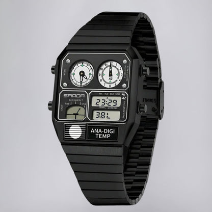 Dual-Display-Uhr im retro-modernen Gehäusedesign
