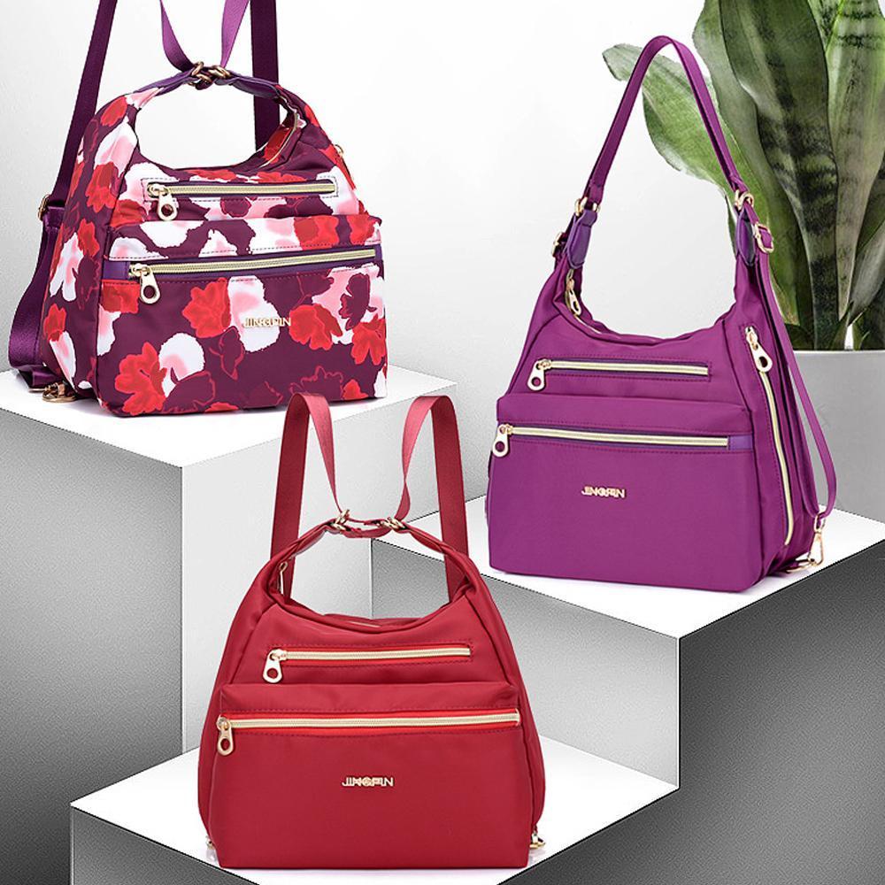 Tasche mit doppelten Reißverschlüsse, Rucksack, Handtasche und Umhängetasche | Brehn