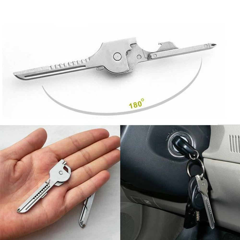 6-in-1-Schlüsselring Multifunktionswerkzeug Mini-Multitool-Schlüsselanhänger Pocket Edelstahl-Klappbar Swiss Tech Einfacher Flaschenöffner-Schlüsselanhänger | Brehn