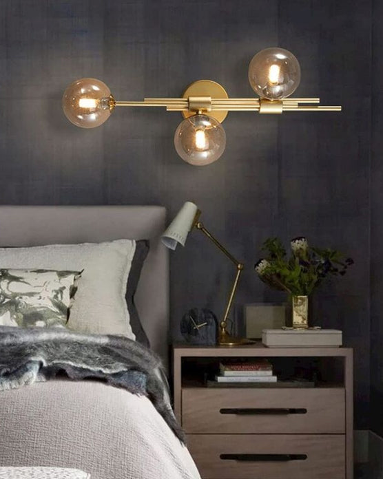 Brehn | 3 Kopf Glas Ball Wandlampe - Bernstein