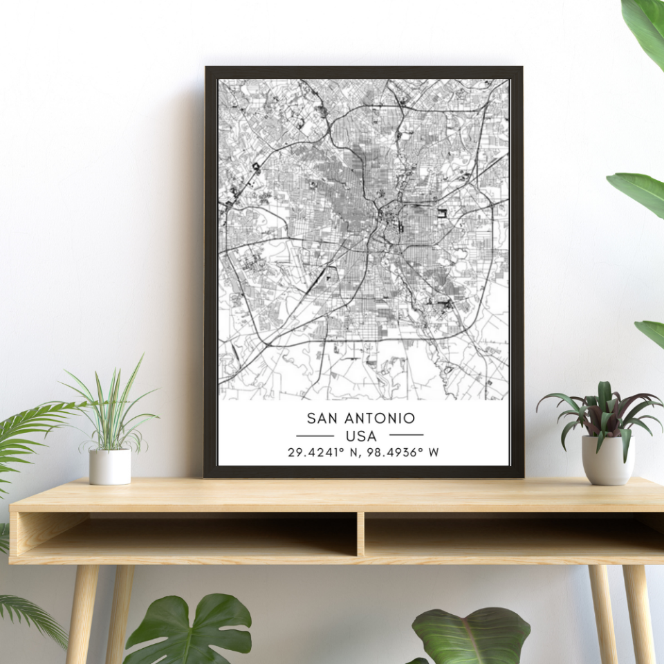 Stadtplan von San Antonio – Leinwandbild