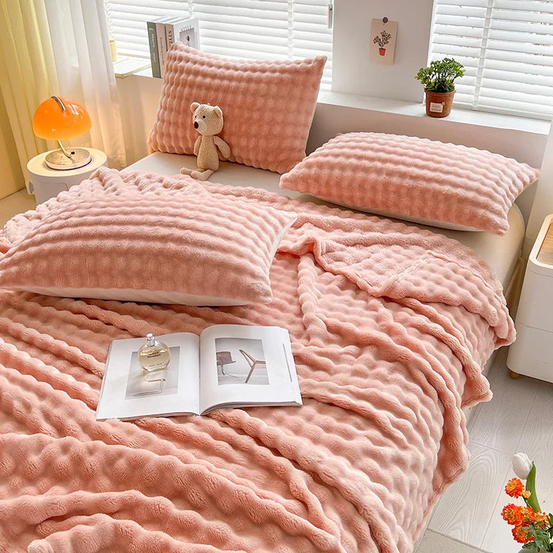 Brehn | Luxuriöse Blasenstruktur Fleece-Decke - BubbleNest