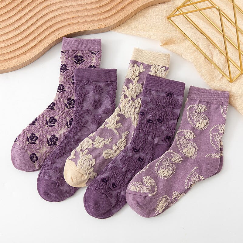 Damen-Baumwollsocken mit Blumenmuster (10 Paar)