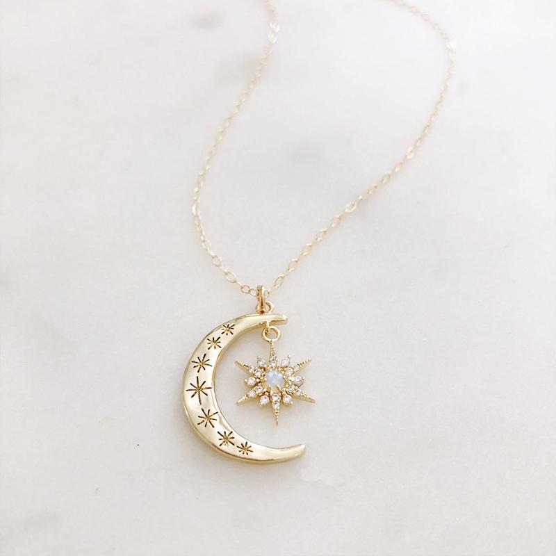 Moon & Sun Croissant Necklace | Brehn