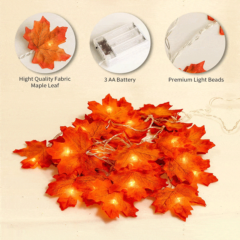 Thanksgiving-Dekor Herbst Ahornblatt Lichterkette | Brehn