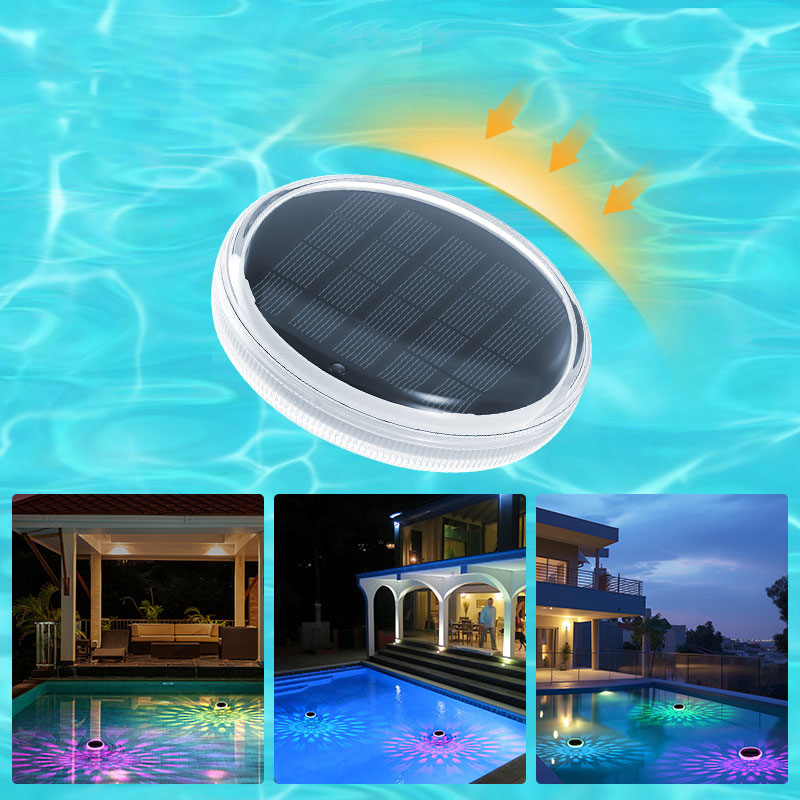 Brehn | 2 Stk. - Timer-Funktion Solarbetriebene Poolbeleuchtung mit 3 Helligkeitseinstellungen & 9 Farben
