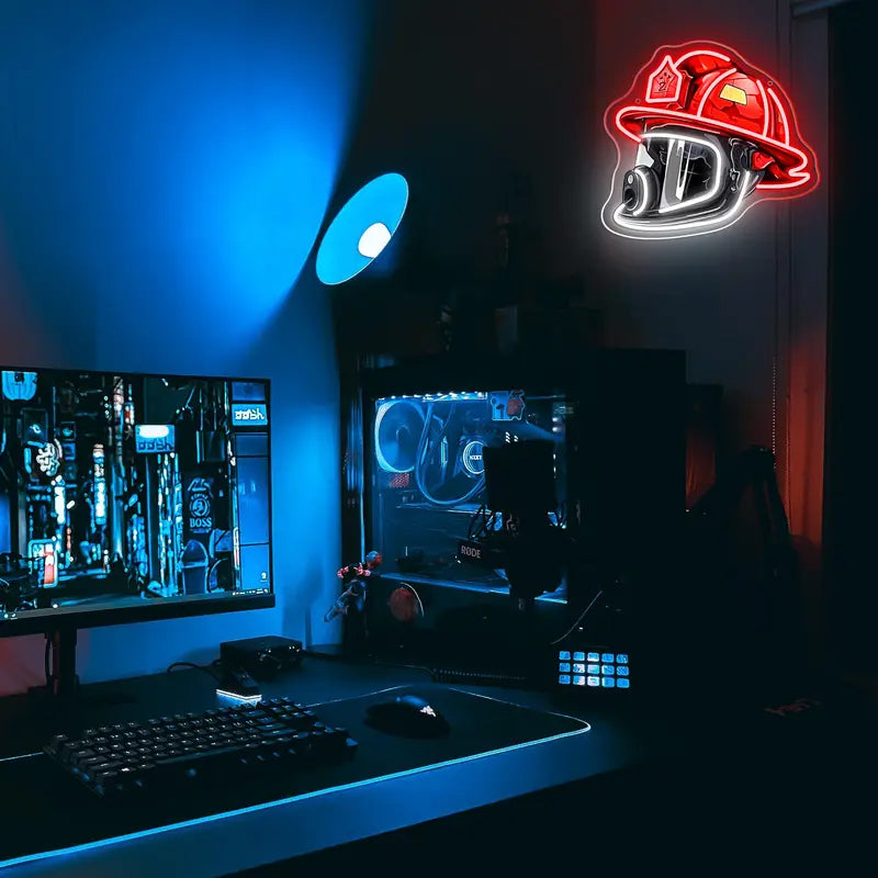 Brehn | Feuerwehrhelm Neonzeichen