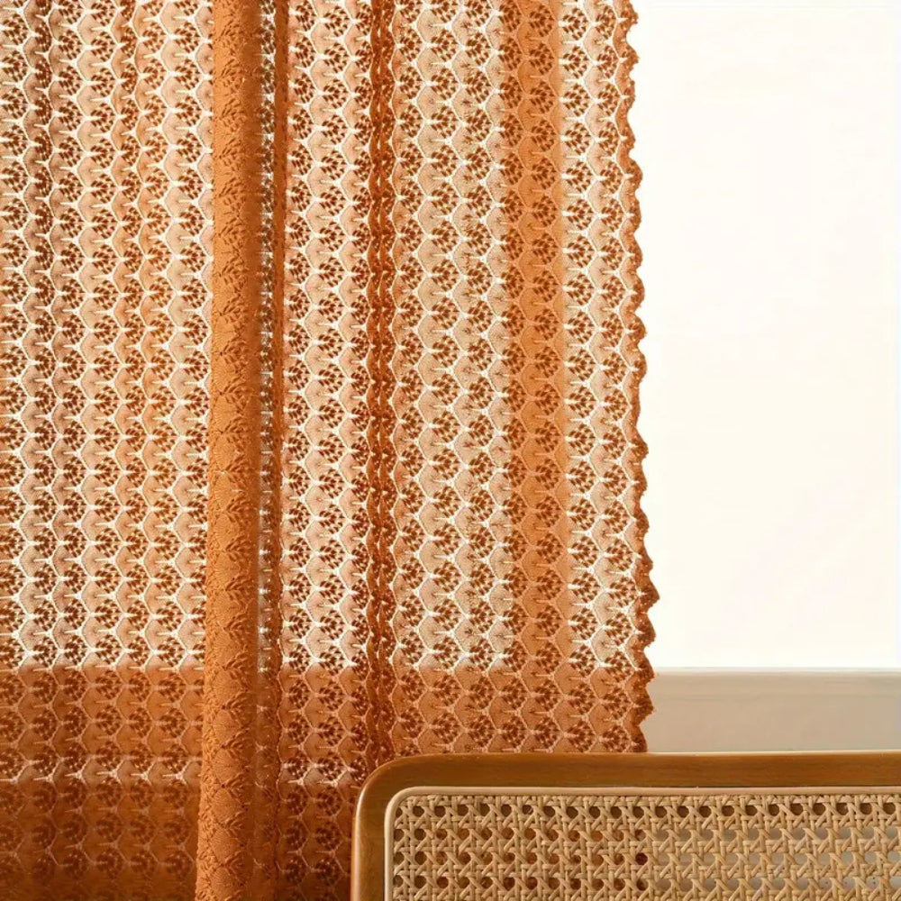 Amber Glow Boho Häkel-Fenstervorhang