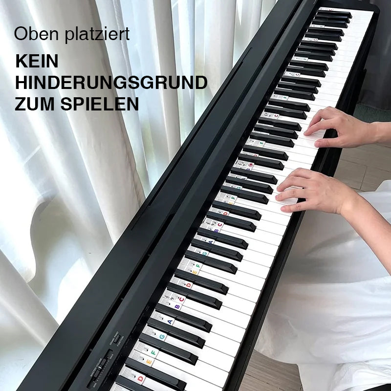 Brehn | Klavier-Notenetiketten aus Silikon | Abnehmbares Lehrmittel für 88 Tasten | Duales Notensystem (Violin- & Bassschlüssel) | Rückstandsfrei & Wiederverwendbar | Für Klavier & E-Piano