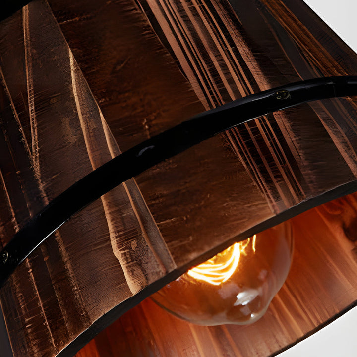 Brehn | BucketGlow Pendelleuchte - Holz Eimer Pendellampe für eine gemütliche Bar