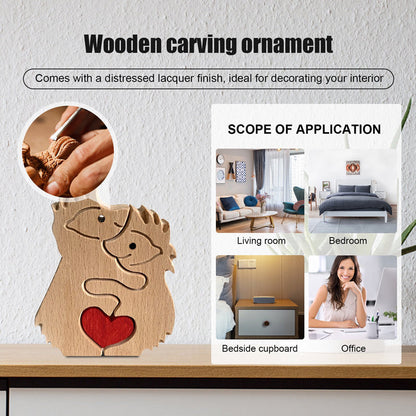 Brehn | Niedliche Tierfamilien-Ornament, Holz-Puzzle-Figur - 🎁Liebesgeschenk