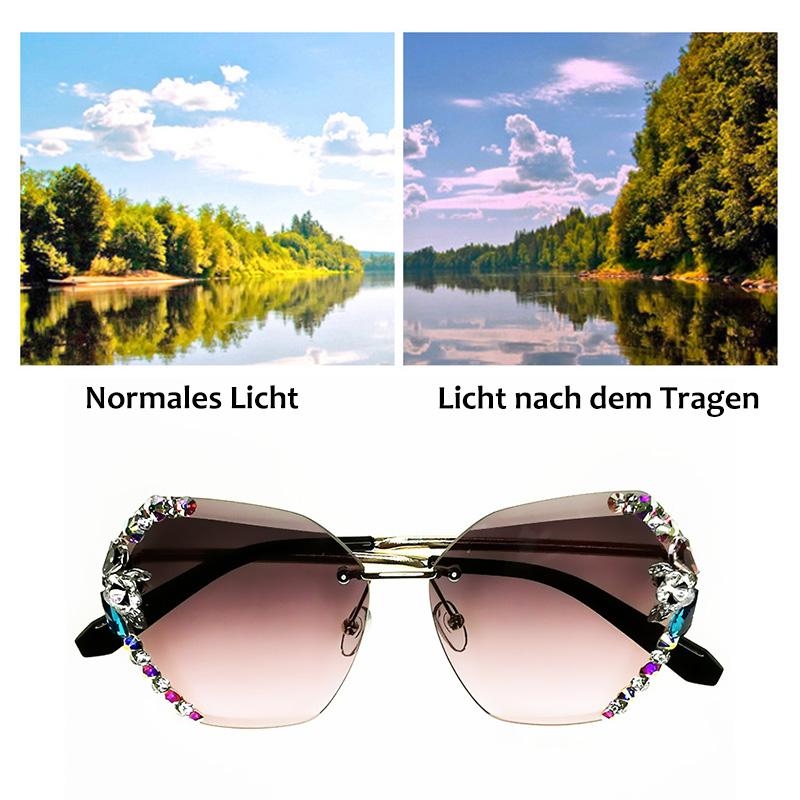Brehn | 2022 Vintage Mode Randlose Kristall Sonnenbrille