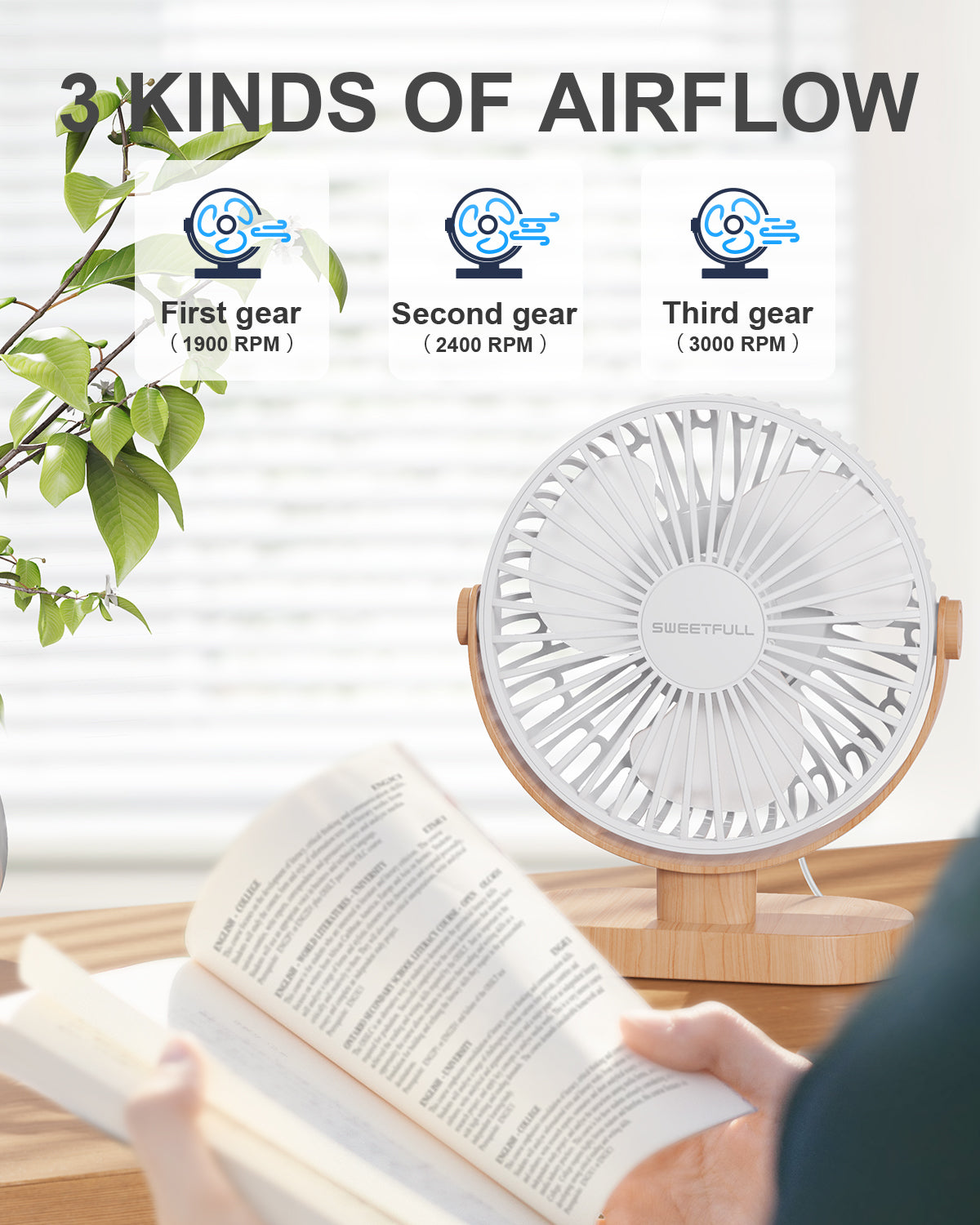 6,5 Zoll USB Kleiner Tischventilator für Zuhause Büro Auto Outdoor Reisen | Brehn