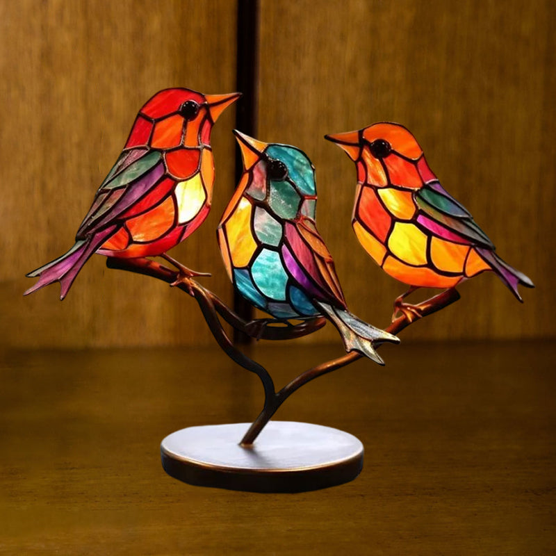 Vögel auf Ästen Gefärbte Acrylornamente, Doppelseitiger Mehrfarbiger Stil | Brehn