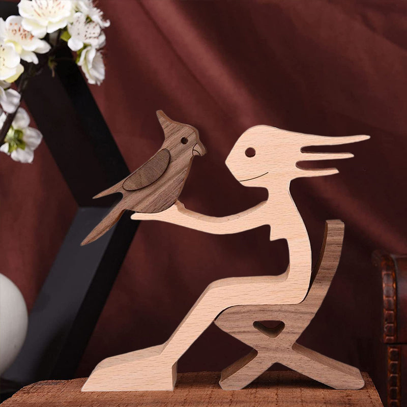 Brehn | Geschenk für Tierliebhaber - Holzskulptur Tisch Ornamente - Die Liebe zwischen Ihnen und Ihrem pelzigen Freund