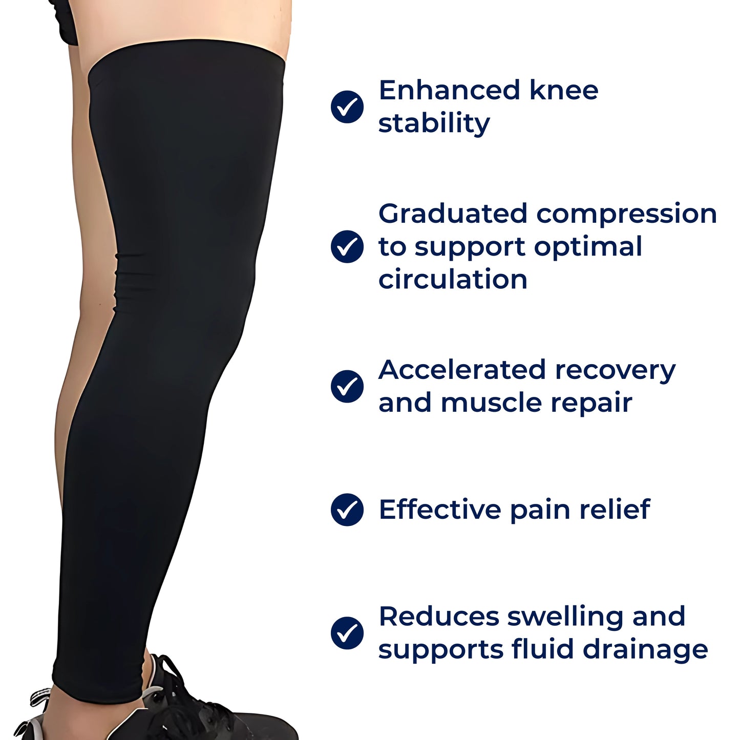 FlexiRelief | Full leg compression sleeve – Knee support – Graduated compression – Pain relief – Recovery – Swelling reduction Calf