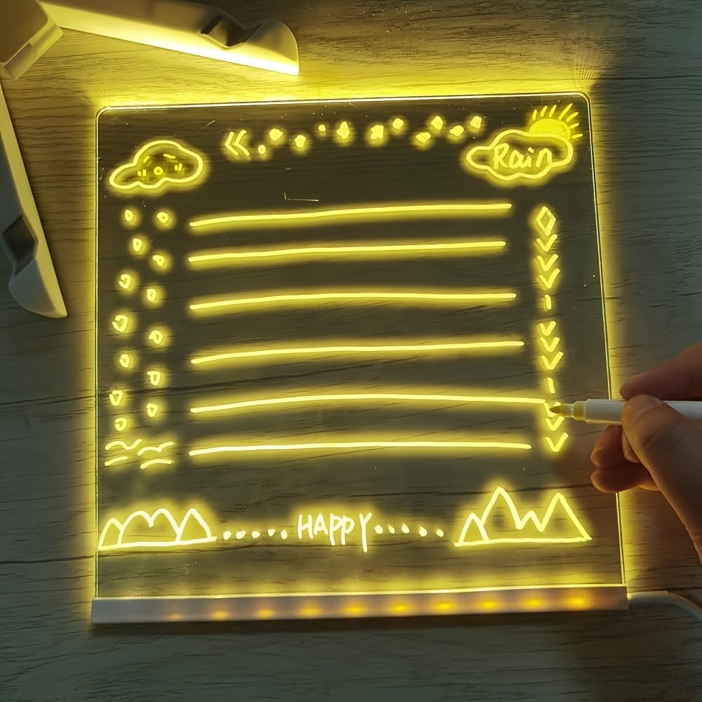 Brehn | USB LED Notizboard mit 12 Farbstiften - Leuchtende Nachrichtenboard für Büro & Zuhause