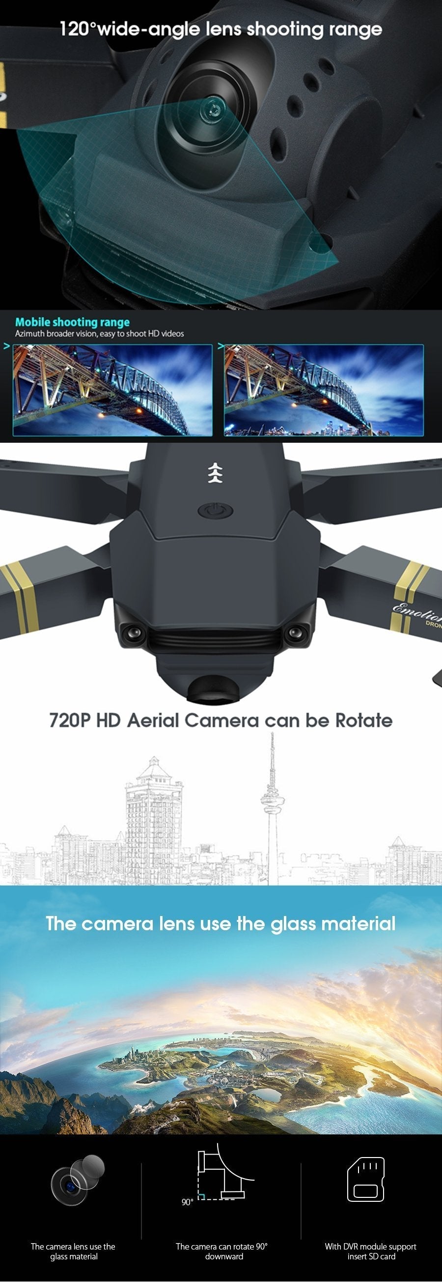 Brehn | Skyhawk HD Faltbare Luft-Selfie-Drohne Mit Kamera 2MP