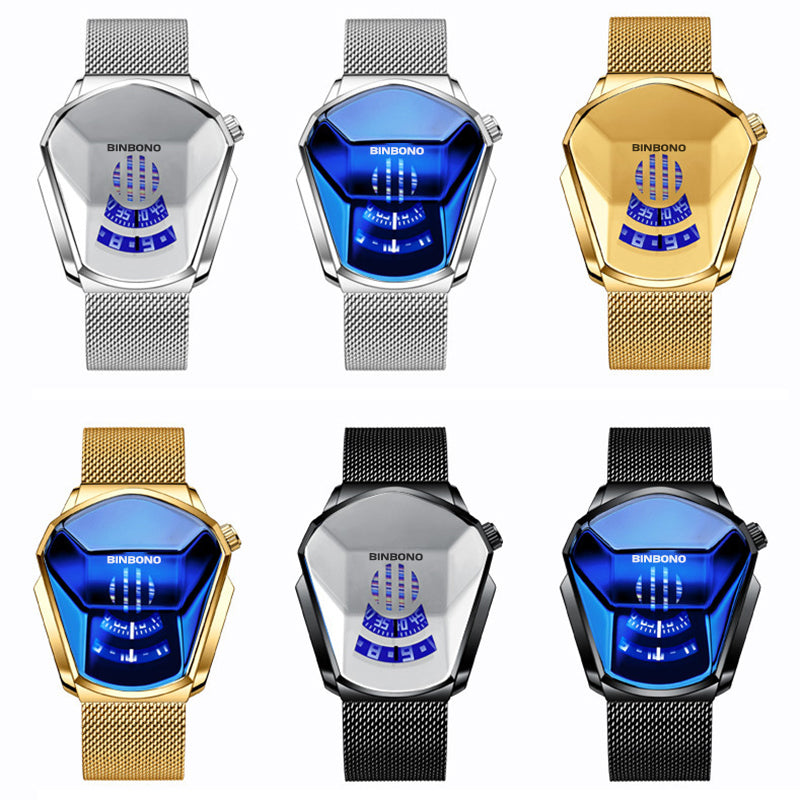 Herren-Quarzuhr im Diamant-Stil