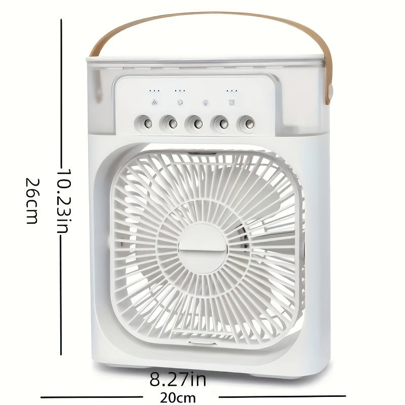 1pc Tragbare Klimaanlage, Tragbarer Luftkühler für den Haushalt, Hydrokühlventilator, Tragbare Luftanpassung für das Büro, 3-Geschwindigkeits-Luftkühlventilator-Luftbefeuchter, 5 Stück befeuchtete Sprühköpfe für Haushaltsgeräte | Brehn
