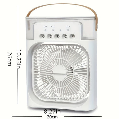 1pc Tragbare Klimaanlage, Tragbarer Luftkühler für den Haushalt, Hydrokühlventilator, Tragbare Luftanpassung für das Büro, 3-Geschwindigkeits-Luftkühlventilator-Luftbefeuchter, 5 Stück befeuchtete Sprühköpfe für Haushaltsgeräte | Brehn