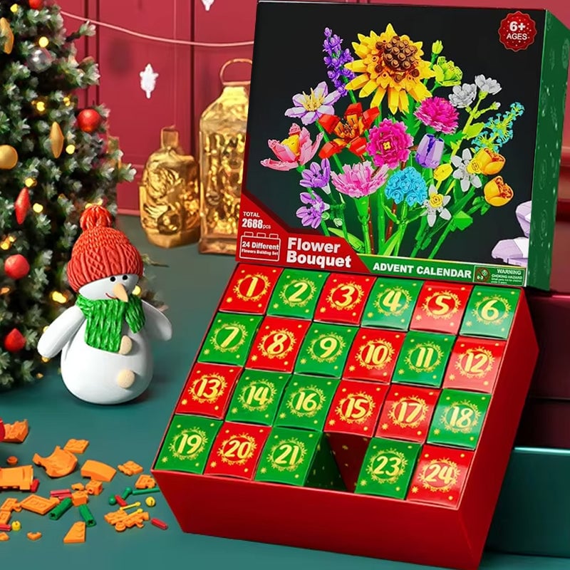 Brehn | Blumenstrauß Bauklötze Weihnachts Adventskalender Set - Weihnachtsgeschenk