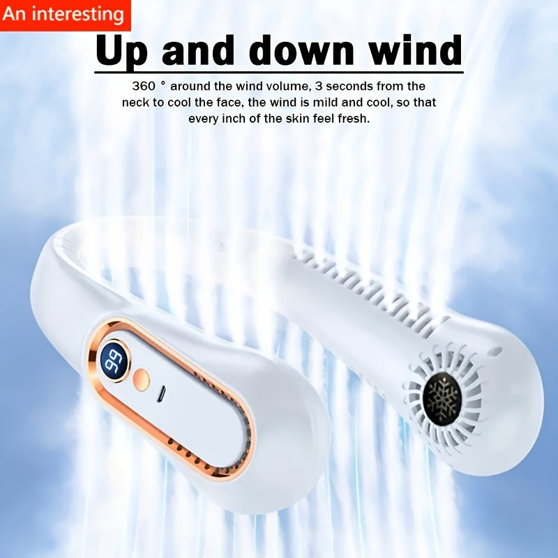 1pc Tragbarer USB-Kühler Ventilator mit 5 Geschwindigkeiten und digitaler Anzeige - Superstarke Technologie und bladeless Design für den Außenbereich | Brehn