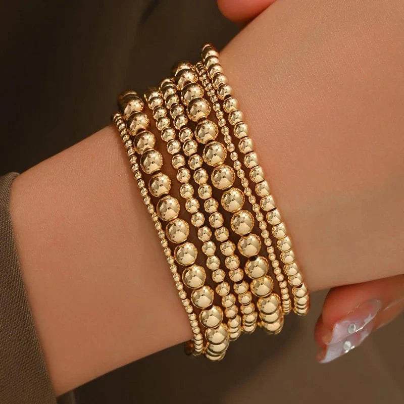 Brehn | 7-teiliges Goldperlen-Armband-Set