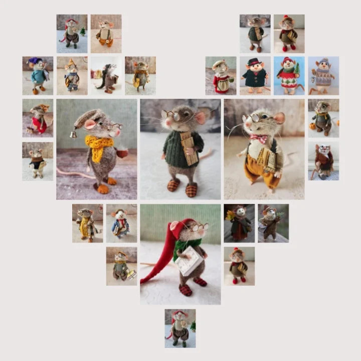 Handgefertigte Filzmaus-Dekoration | Umweltfreundliche Wolle | Weihnachtsschmuck & Geschenk