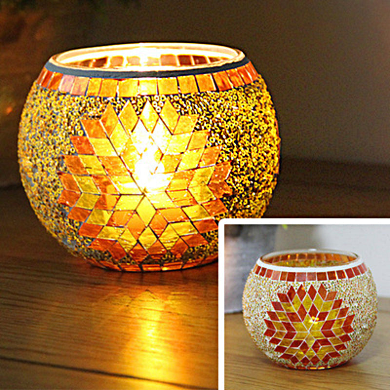 Europäischer Retro Glas Mosaik Teelichthalter
