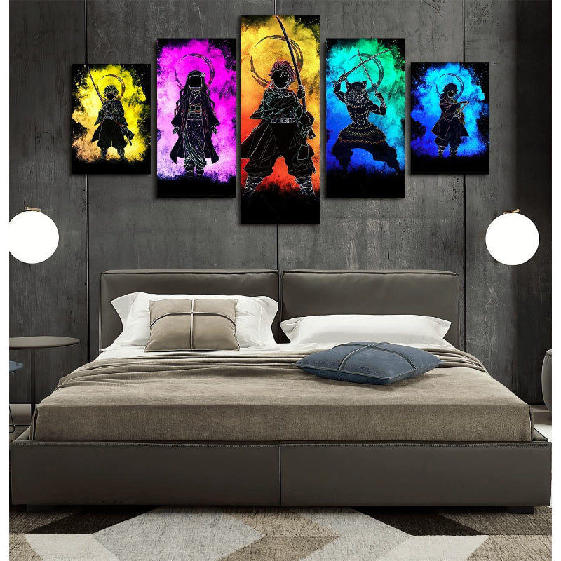 5-teilige Tanjiro Anime Leinwand Wandkunst Malerei