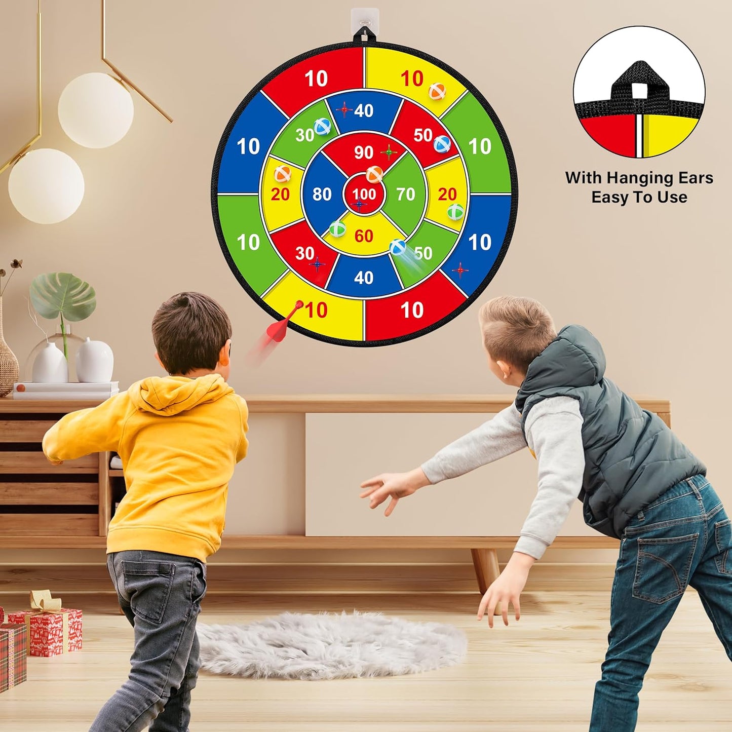Brehn | Großes doppelseitiges Dartboard für Kinder – Spielen, Lernen und Entspannen